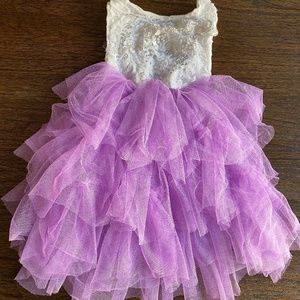Elegant Purple and White Kids Formal Dress